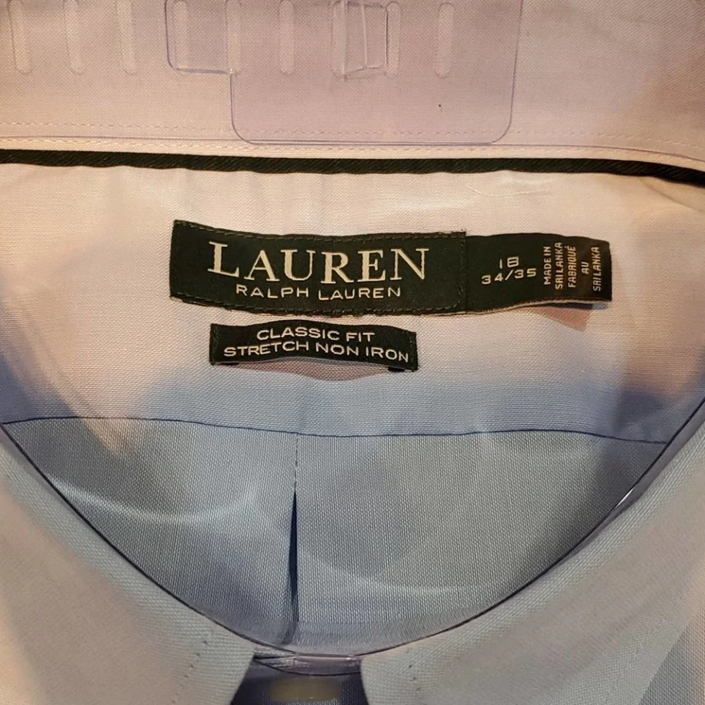 Lauren Ralph Lauren Classic Fit Light Blue Dress Shirt Size 16 32/33 NWT - Picture 5 of 7